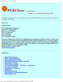 PGIS News Volume 1, No. 1 March 2000