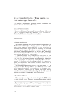 Guidelines for Trials of Drug Treatments in Tension-Type Headache
