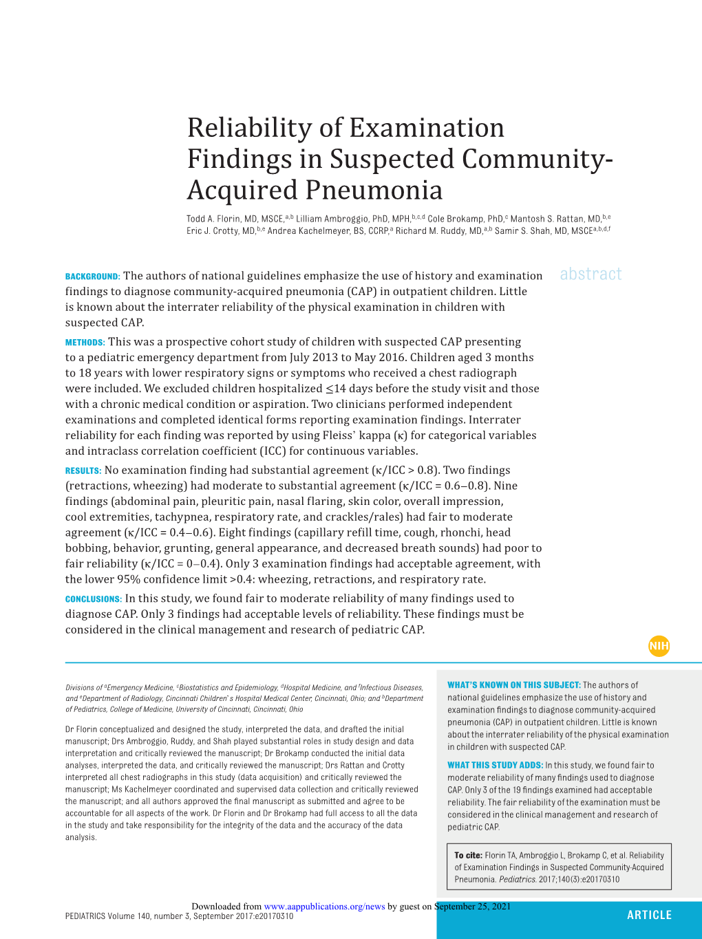 Reliability of Examination Findings in Suspected Community- Acquired Pneumonia