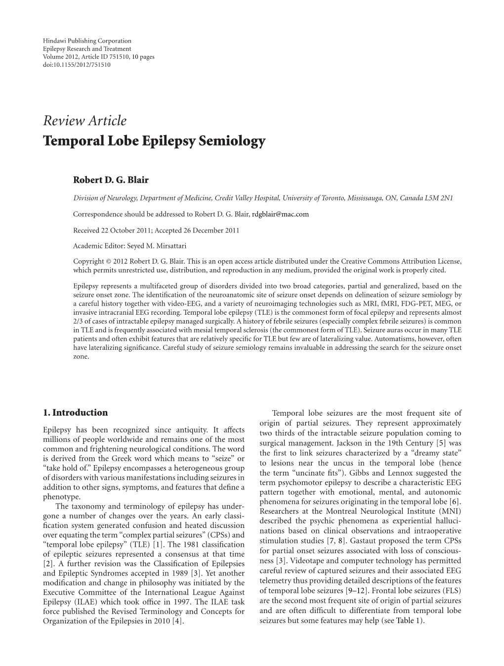 Temporal Lobe Epilepsy Semiology