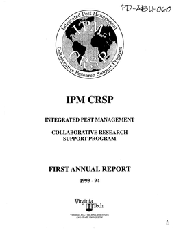 Ipmcrsp Integrated Pest Management Collaborative Research Support Program First Annual Report 1993