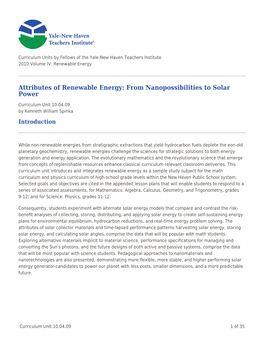 Attributes of Renewable Energy: from Nanopossibilities to Solar Power