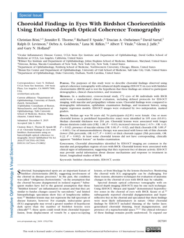 Choroidal Findings in Eyes with Birdshot Chorioretinitis Using Enhanced-Depth Optical Coherence Tomography
