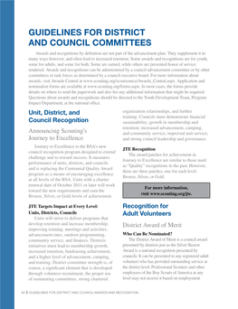 Guidelines for District and Council Committees Awards and Recognitions by Definition Are Not Part of the Advancement Plan