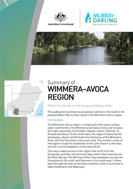WIMMERA–AVOCA REGION from the Guide to the Proposed Basin Plan