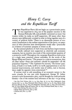 Henry C Carey and the Republican Tariff