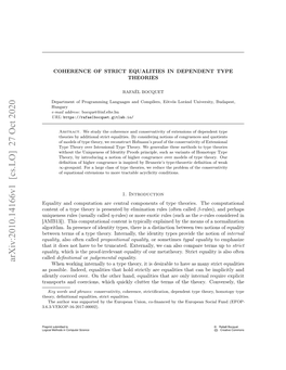 Coherence of Strict Equalities in Dependent Type Theories