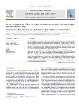 Recent Contamination of Mercury in an Estuarine Environment (Marano Lagoon, Northern Adriatic, Italy)