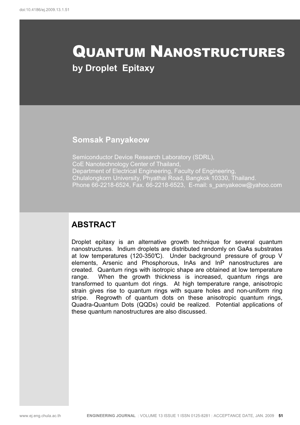 QUANTUM NANOSTRUCTURES by Droplet Epitaxy