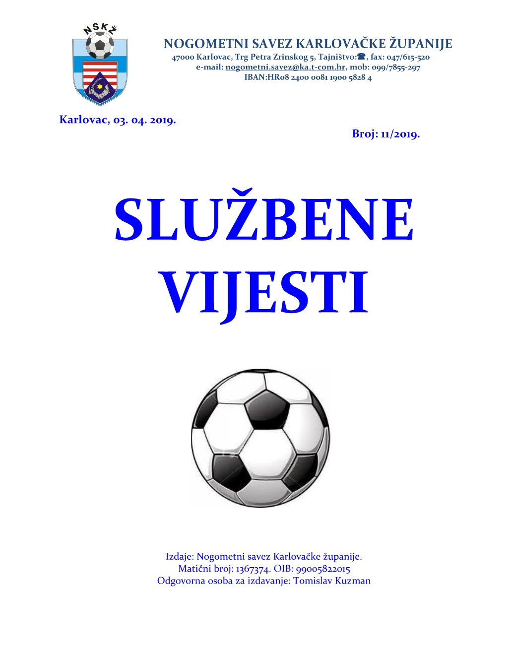 Službene Vijesti NSKŽ 11-2019