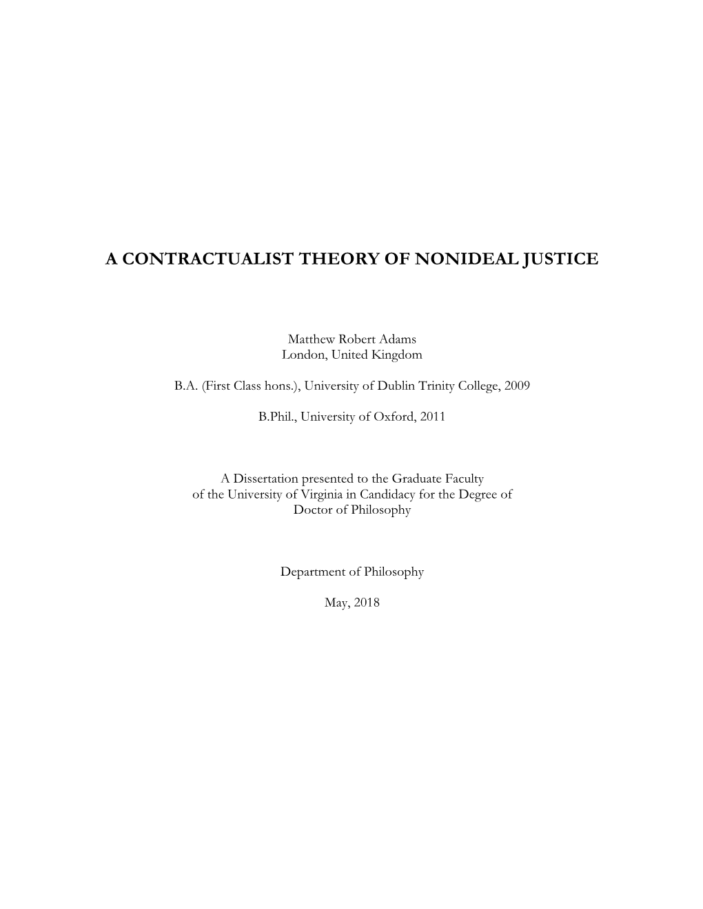 A Contractualist Theory of Nonideal Justice