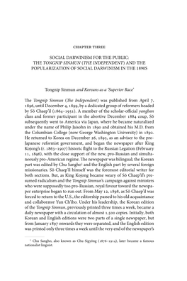 The Tongnip Sinmun (The Independent) and the Popularization of Social Darwinism in the 1890S