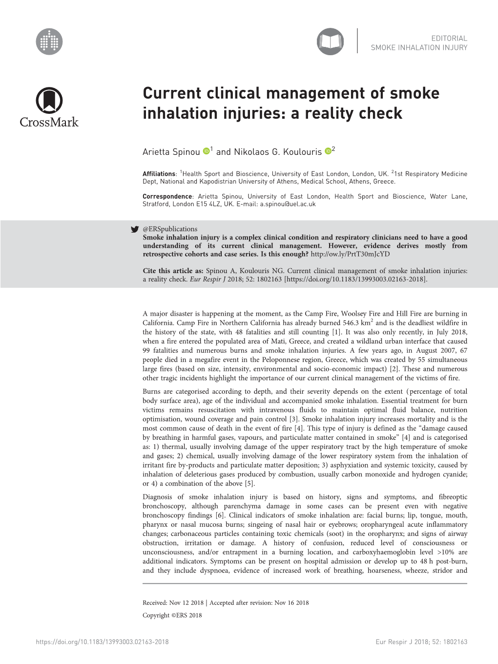 Current Clinical Management Of Smoke Inhalation Injuries: A Reality ...