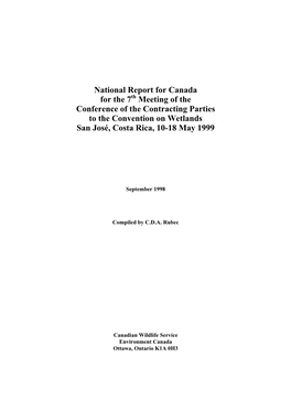 National Report for Canada for the 7 Meeting of the Conference of The