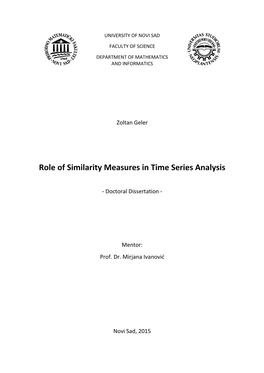 Role of Similarity Measures in Time Series Analysis