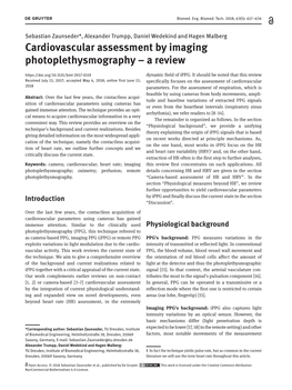 Cardiovascular Assessment by Imaging Photoplethysmography – a Review Dynamic Field of Ippg