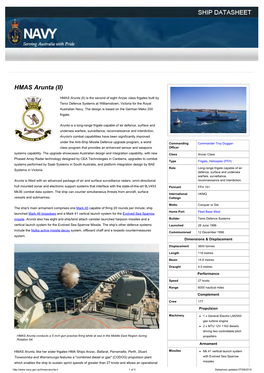 HMAS Arunta (II) | Royal Australian Navy
