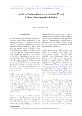 Southern Turkmenistan in the Neolithic Period: a Short Historiographical Review