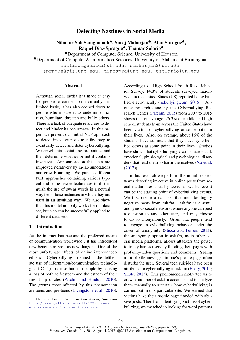 Detecting Nastiness in Social Media