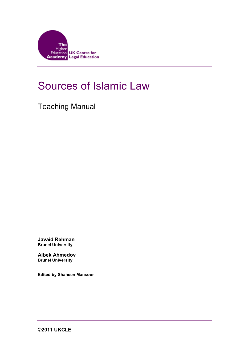 Sources of Islamic Law