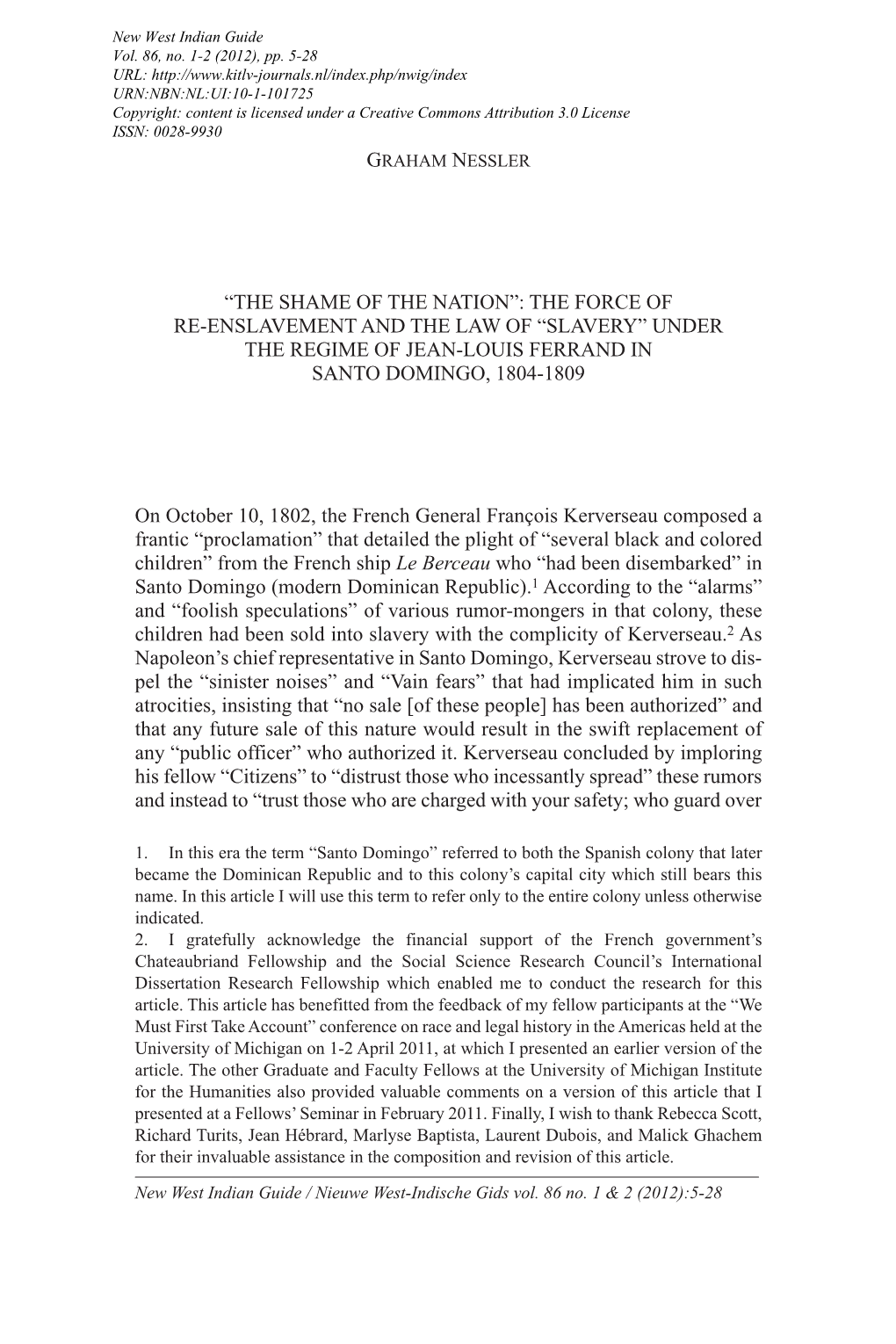 The Force of Re-Enslavement and the Law of “Slavery” Under the Regime of Jean-Louis Ferrand in Santo Domingo, 1804-1809