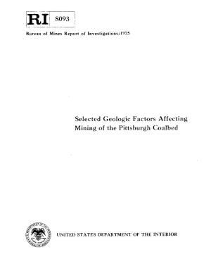 Selected Geologic Factors Affecting Mining of the Pittsburgh Coalbed