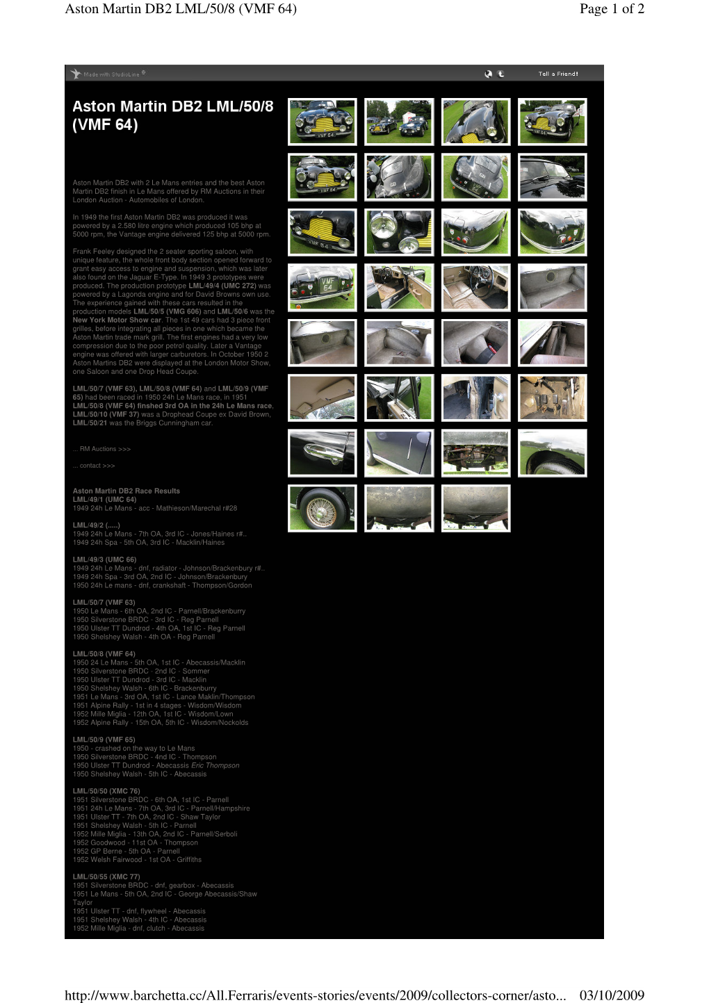 Page 1 of 2 Aston Martin DB2 LML/50/8 (VMF 64) 03/10/2009 Http