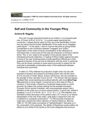 Self and Community in the Younger Pliny