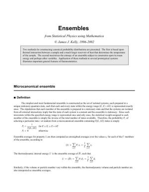 Ensembles from Statistical Physics Using Mathematica © James J