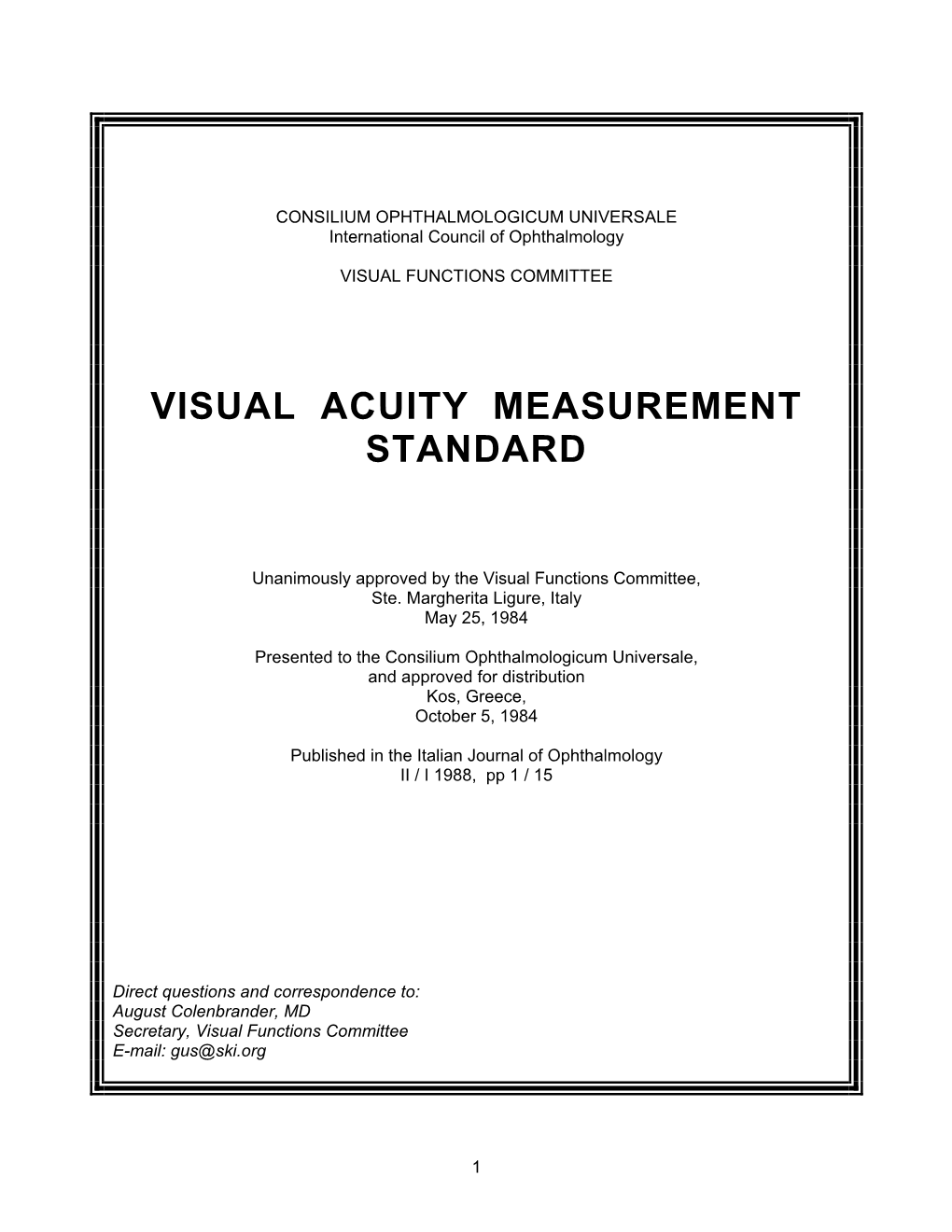 Visual Acuity Measurement Standard