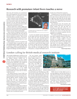 Research with Premature Infant Livers Touches a Nerve London Calling For