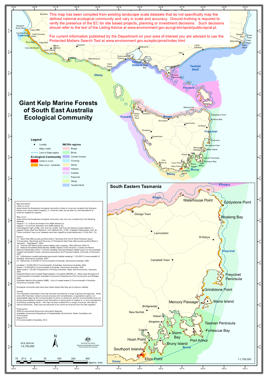 Map of Giant Kelp Marine Forests of South East Australia