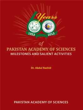 Years 1953 2013 of Pakistan Academy of Sciences Milestones and Salient Activities