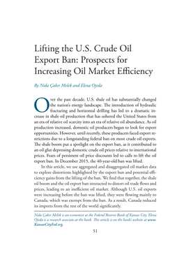 PDF“Lifting the U.S. Crude Oil Export Ban: Prospects for Increasing Oil