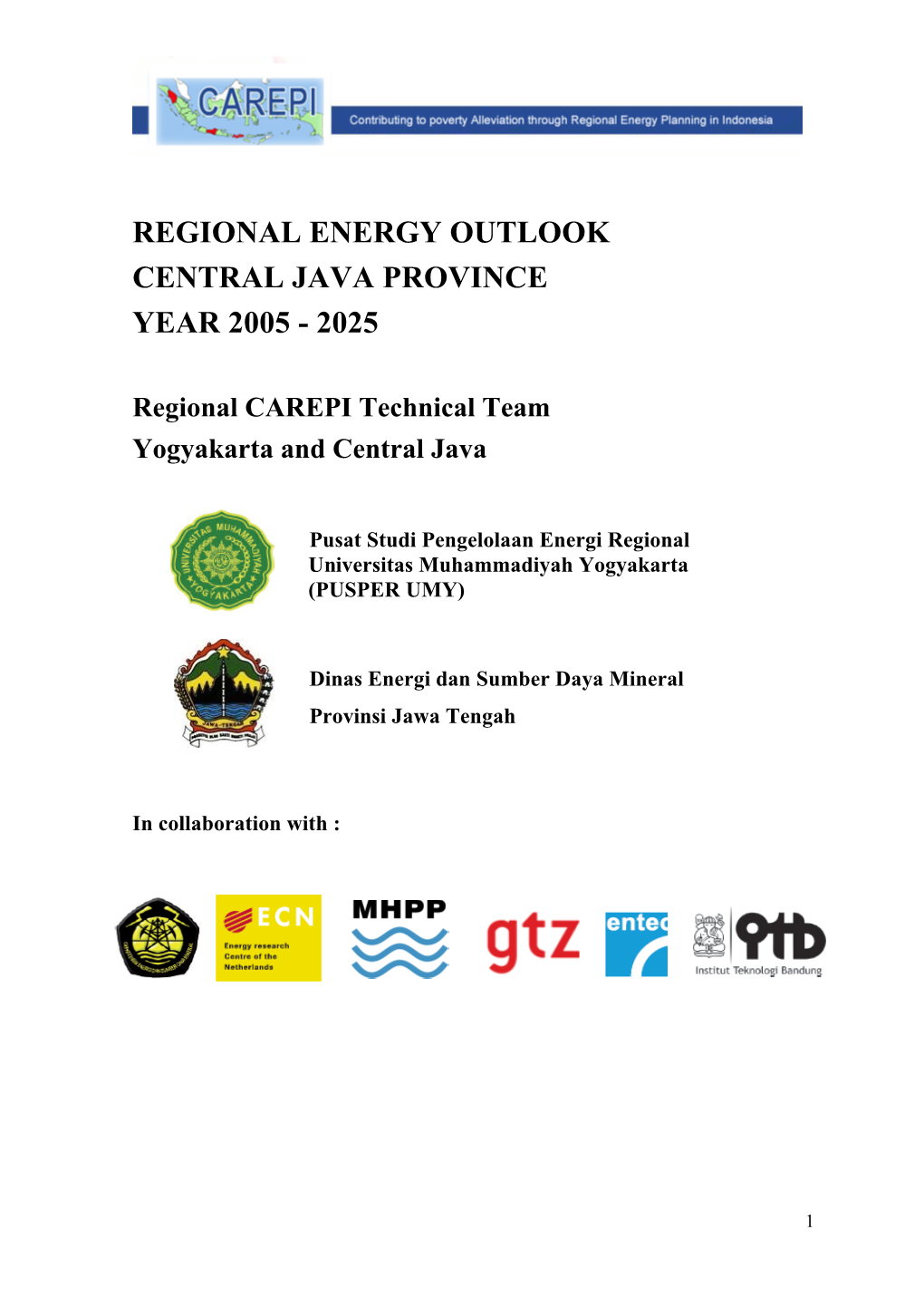 Regional Energy Outlook Central Java Province Year 2005 - 2025