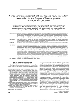 Nonoperative Management of Blunt Hepatic Injury: an Eastern Association for the Surgery of Trauma Practice Management Guideline