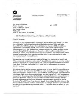 Opinion Letter to Santa Fe Municipal Airport on Nov. 20, 2009