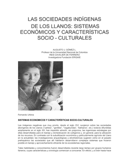 Las Sociedades Indígenas De Los Llanos: Sistemas Económicos Y Características Socio - Culturales