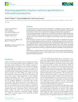 Assessing Population Structure and Host Specialization in Lichenized Cyanobacteria