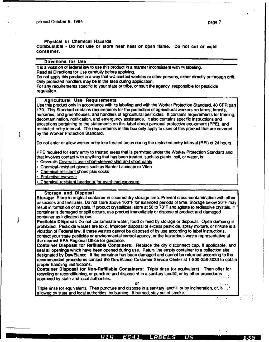 U.S. EPA, Pesticide Product Label, LORSBAN-4E, 12/22/1994