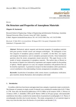 On Structure and Properties of Amorphous Materials