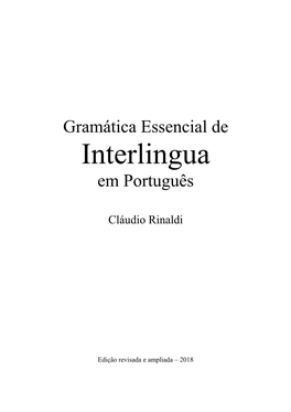 Gramática Essencial De Interlingua Em Português