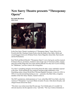 New Surry Theatre Presents "Threepenny Opera"