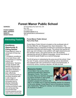 Forest Manor Public School