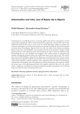 Urbanization and Risks: Case of Bejaia City in Algeria