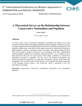 A Theoretical Survey on the Relationship Between Conservative Nationalism and Populism