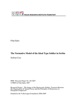 The Normative Model of the Ideal Type Soldier in Serbia