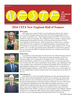 2016 USTA New England Hall of Famers