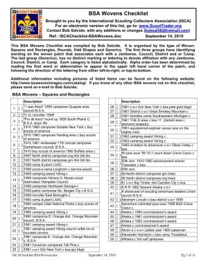 BSA Wovens Checklist