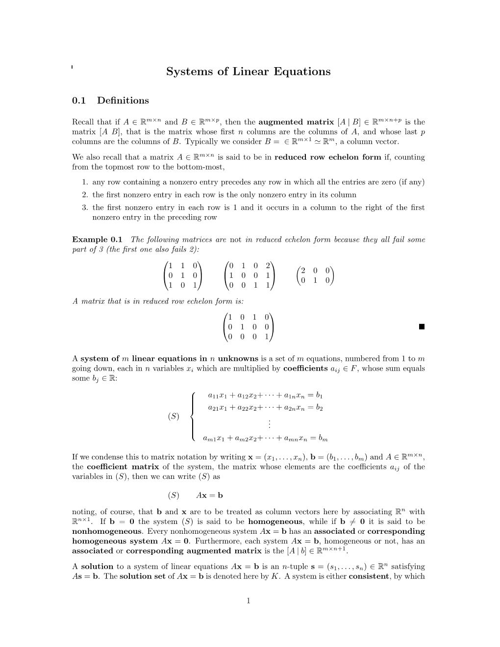 Systems of Linear Equations